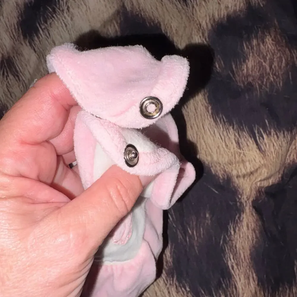 Vintage Baby Pink Velour Footed Romper Bunny Size 6–9M